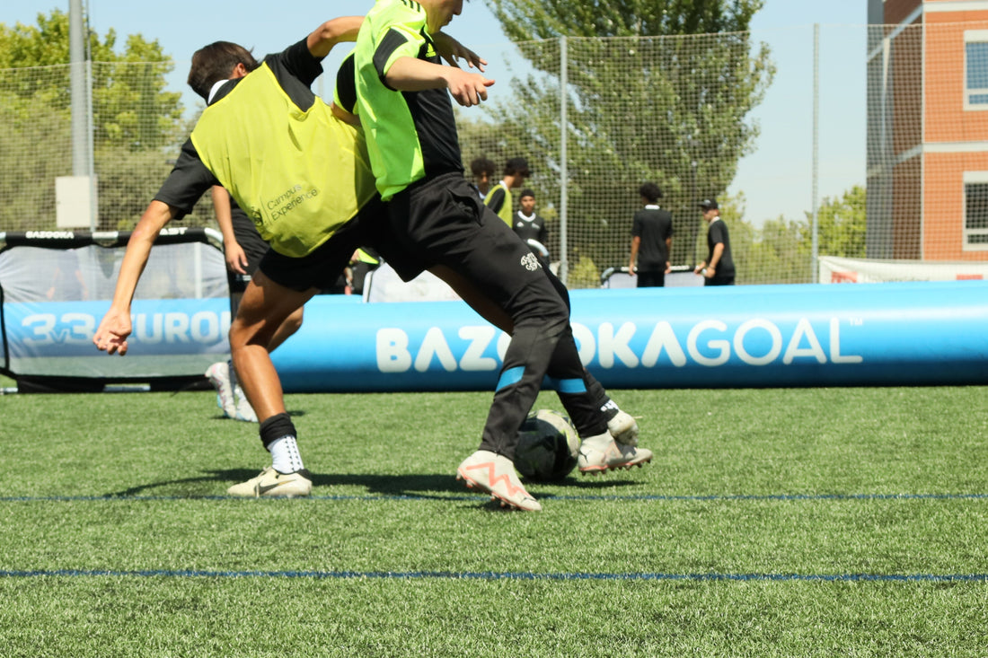 players playing small-sided games in an airpitch inflatable football pitch