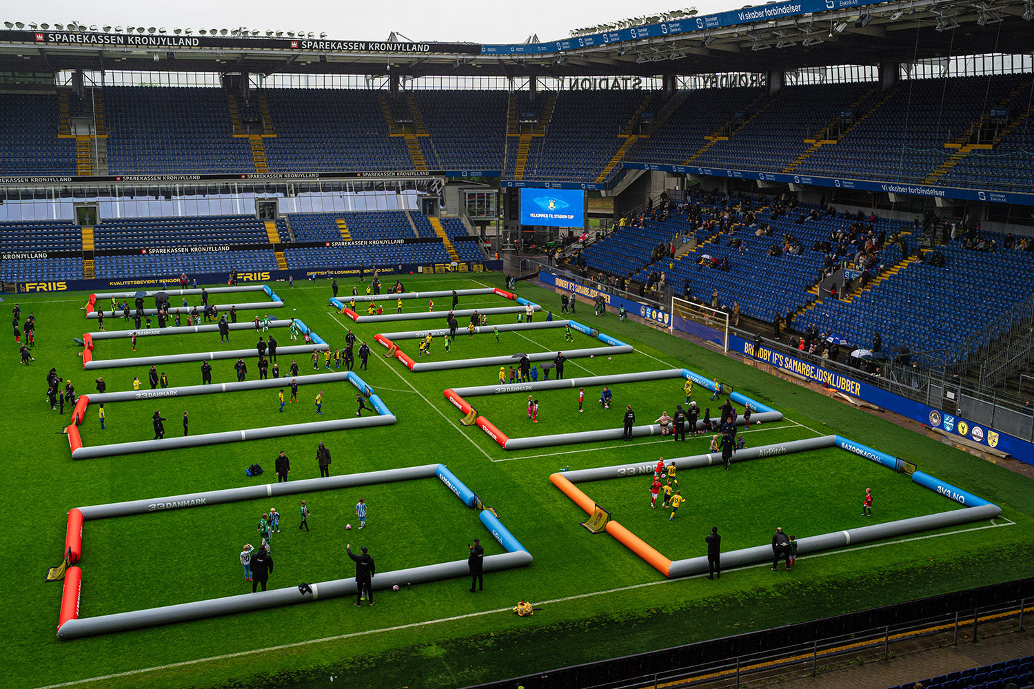 Multiple AirPitch Inflatable Football Pitches in a 3v3 Tournament in Brondby Stadium