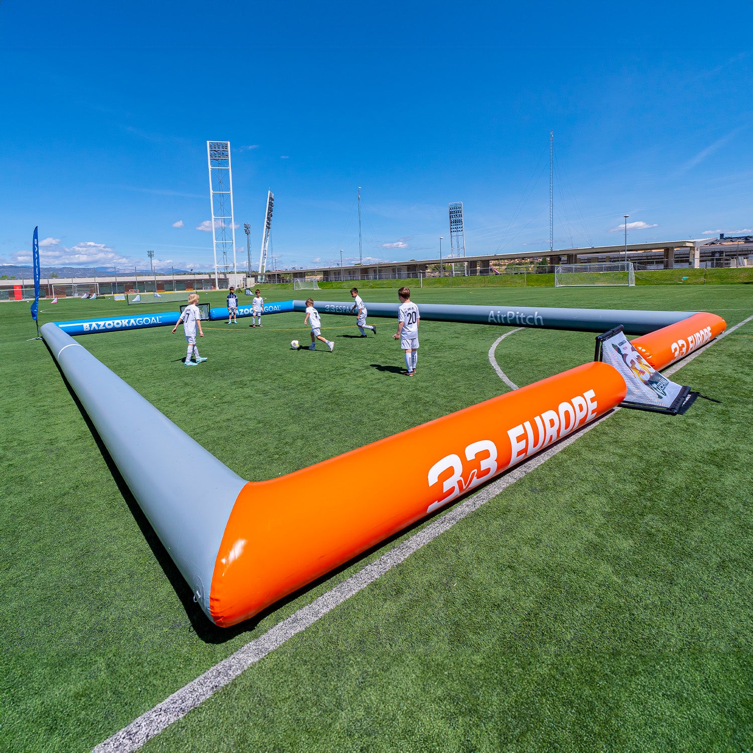 airpitch 3v3 inflatable football pitch 15x10m blow up soccer field