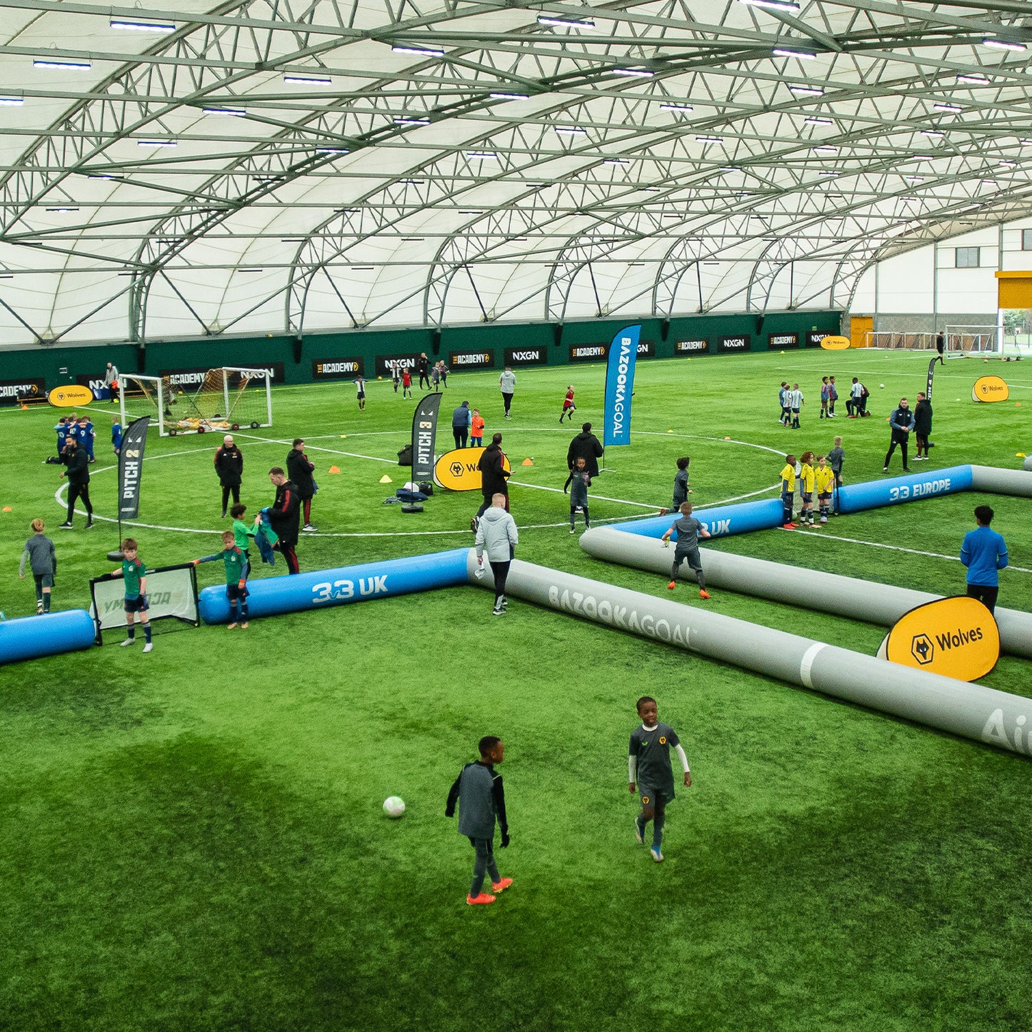 airpitch 3v3 inflatable football pitch 15x10m blow up soccer field wolves tournament