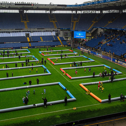 multiple airpitch 3v3 inflatable football pitches 15x10m blow up soccer fields denmark